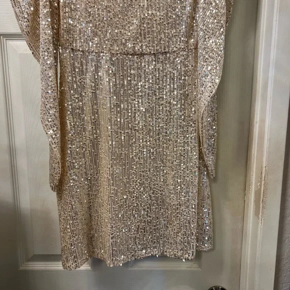 NEW ZARA SEQUIN GOLD COCKTAIL DRESS - Picture 9 of 12